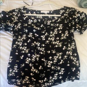 Floral Black Top